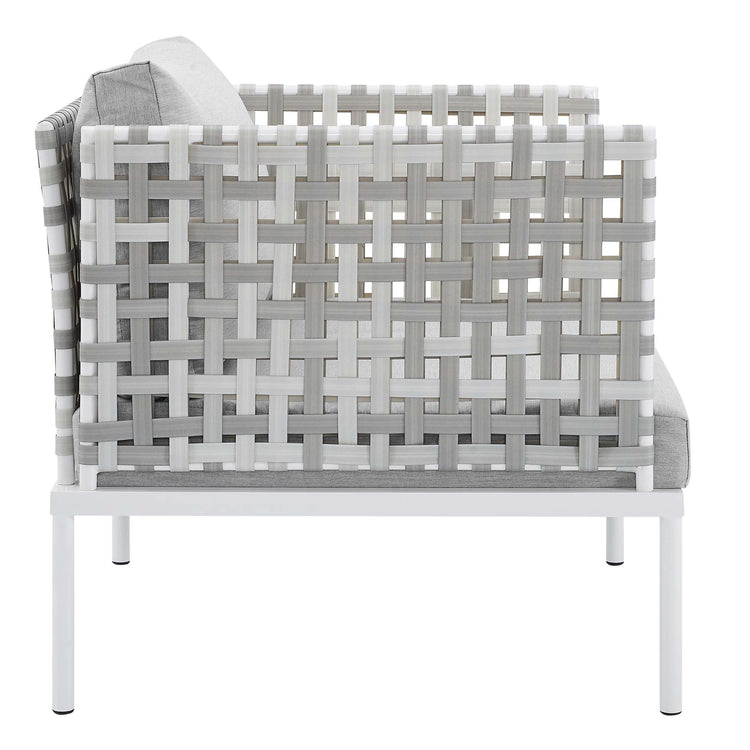 Harmony Sunbrella® Basket Weave Outdoor Patio Aluminum Armchair - Taupe Gray