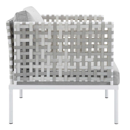 Harmony Sunbrella® Basket Weave Outdoor Patio Aluminum Armchair - Taupe Gray