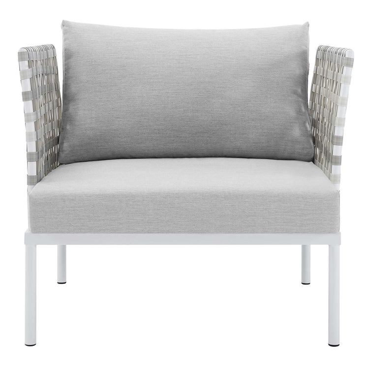 Harmony Sunbrella® Basket Weave Outdoor Patio Aluminum Armchair - Taupe Gray