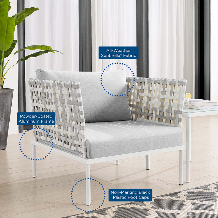 Harmony Sunbrella® Basket Weave Outdoor Patio Aluminum Armchair - Taupe Gray