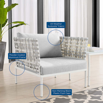 Harmony Sunbrella® Basket Weave Outdoor Patio Aluminum Armchair - Taupe Gray