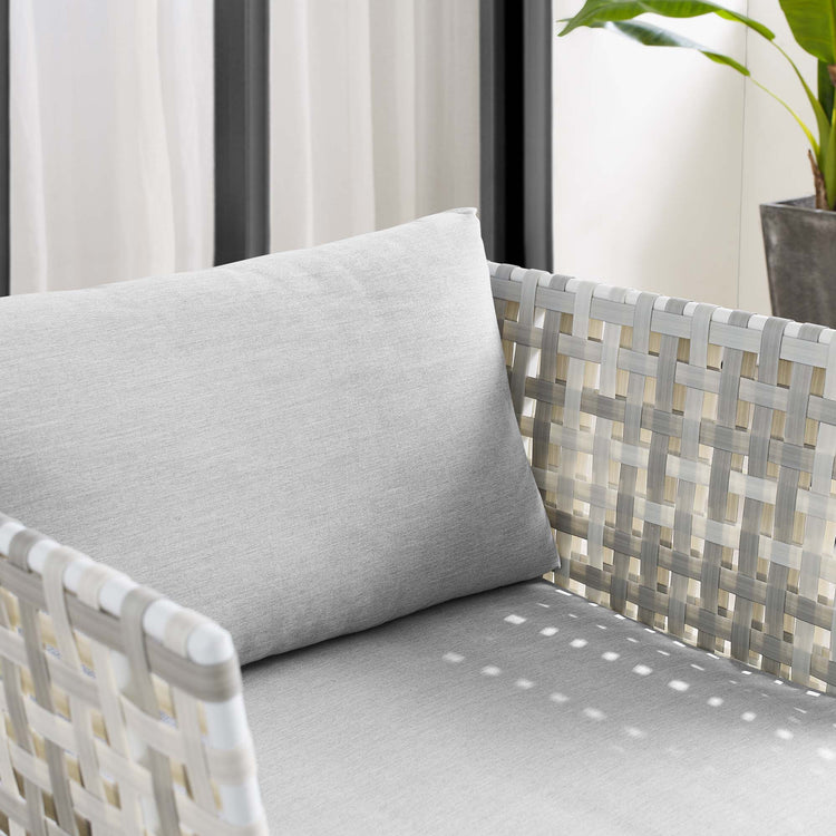 Harmony Sunbrella® Basket Weave Outdoor Patio Aluminum Armchair - Taupe Gray