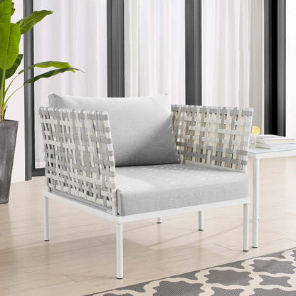 Harmony Sunbrella® Basket Weave Outdoor Patio Aluminum Armchair - Taupe Gray