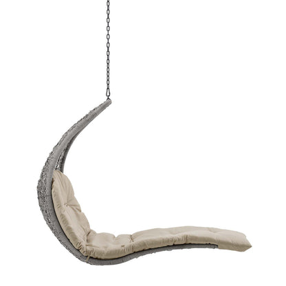 Landscape Hanging Chaise Lounge Outdoor Patio Swing Chair - Light Gray Beige