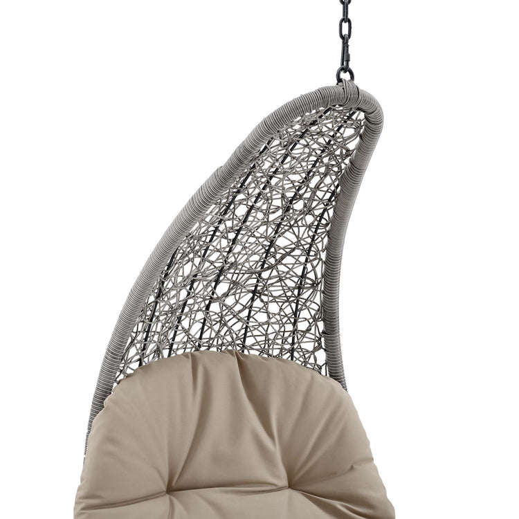Landscape Hanging Chaise Lounge Outdoor Patio Swing Chair - Light Gray Beige