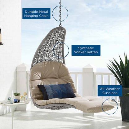 Landscape Hanging Chaise Lounge Outdoor Patio Swing Chair - Light Gray Beige