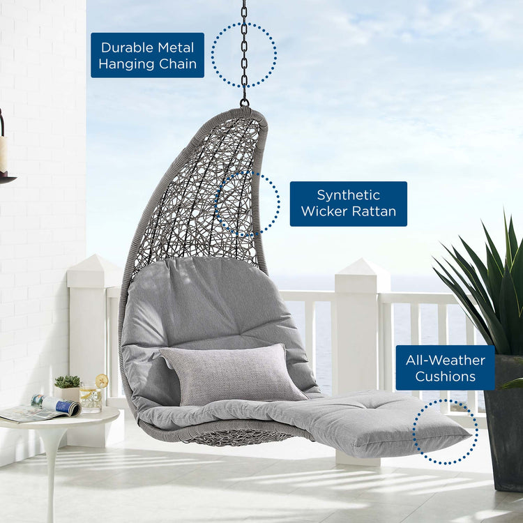 Landscape Hanging Chaise Lounge Outdoor Patio Swing Chair - Light Gray Gray