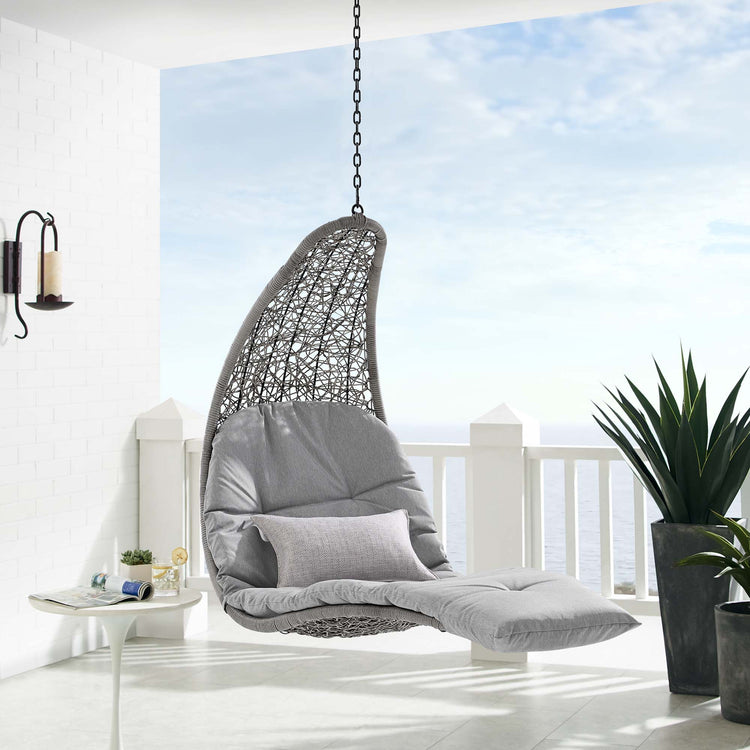 Landscape Hanging Chaise Lounge Outdoor Patio Swing Chair - Light Gray Gray