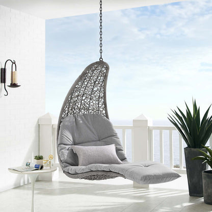 Landscape Hanging Chaise Lounge Outdoor Patio Swing Chair - Light Gray Gray