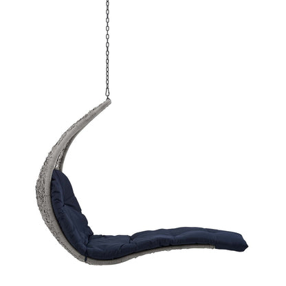 Landscape Hanging Chaise Lounge Outdoor Patio Swing Chair - Light Gray Navy