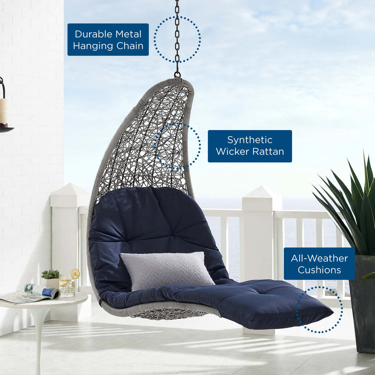 Landscape Hanging Chaise Lounge Outdoor Patio Swing Chair - Light Gray Navy