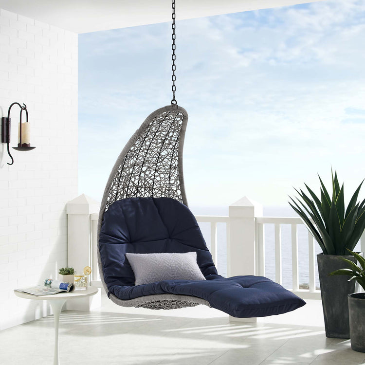 Landscape Hanging Chaise Lounge Outdoor Patio Swing Chair - Light Gray Navy