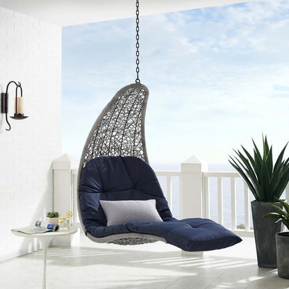 Landscape Hanging Chaise Lounge Outdoor Patio Swing Chair - Light Gray Navy
