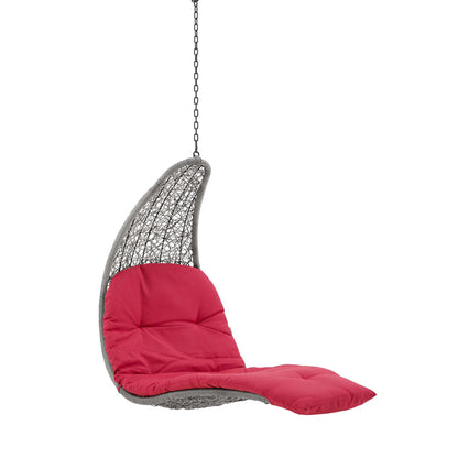 Landscape Hanging Chaise Lounge Outdoor Patio Swing Chair - Light Gray Red