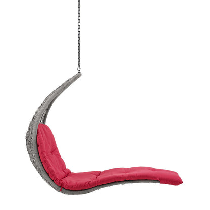 Landscape Hanging Chaise Lounge Outdoor Patio Swing Chair - Light Gray Red