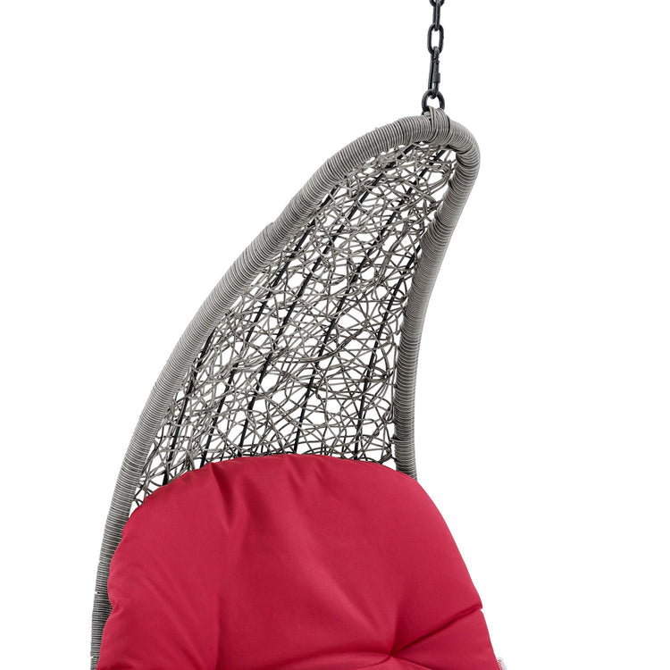 Landscape Hanging Chaise Lounge Outdoor Patio Swing Chair - Light Gray Red