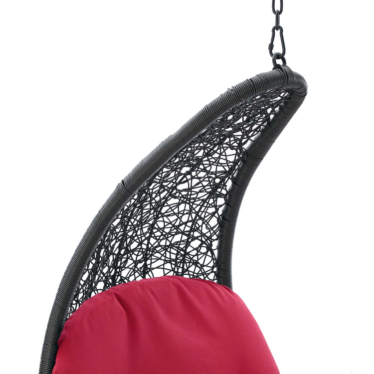 Landscape Hanging Chaise Lounge Outdoor Patio Swing Chair - Light Gray Red