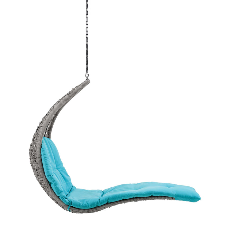 Landscape Hanging Chaise Lounge Outdoor Patio Swing Chair - Light Gray Turquoise