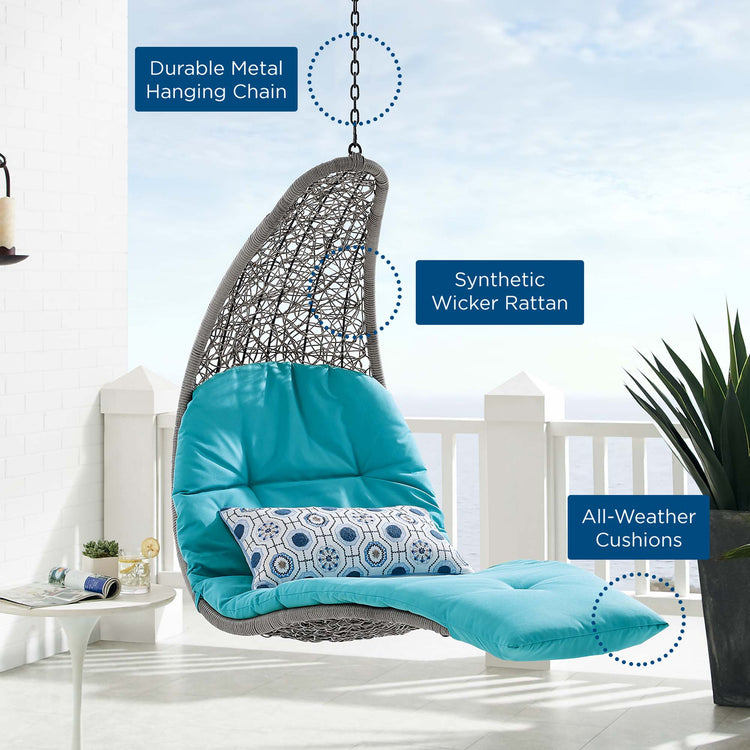 Landscape Hanging Chaise Lounge Outdoor Patio Swing Chair - Light Gray Turquoise