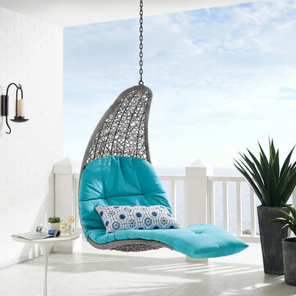 Landscape Hanging Chaise Lounge Outdoor Patio Swing Chair - Light Gray Turquoise