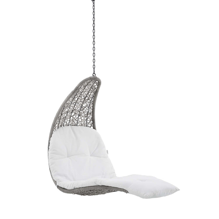 Landscape Hanging Chaise Lounge Outdoor Patio Swing Chair - Light Gray White