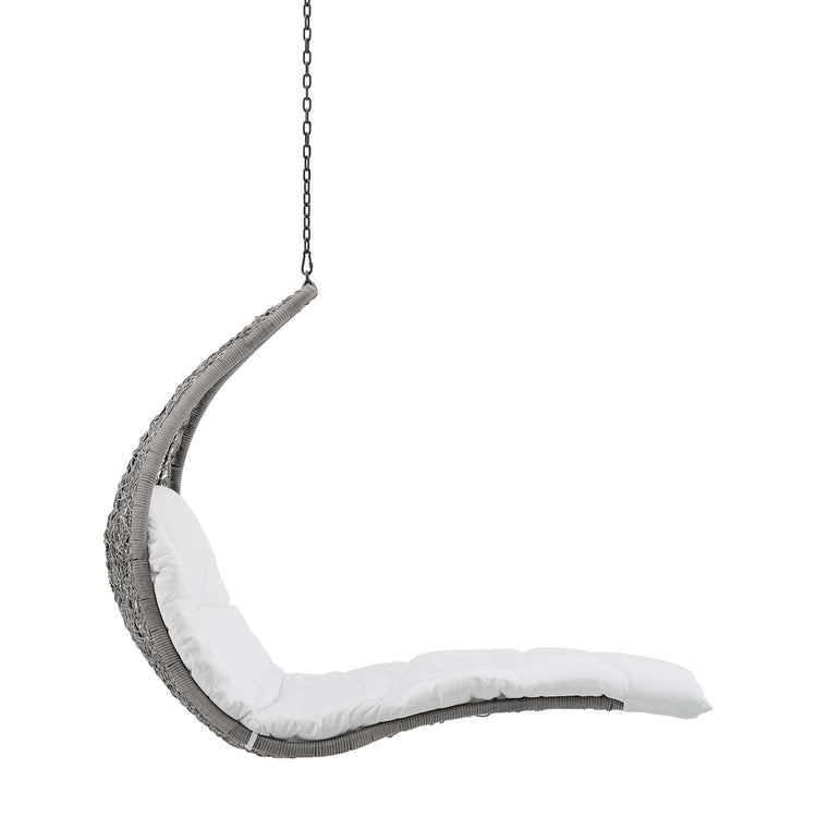 Landscape Hanging Chaise Lounge Outdoor Patio Swing Chair - Light Gray White