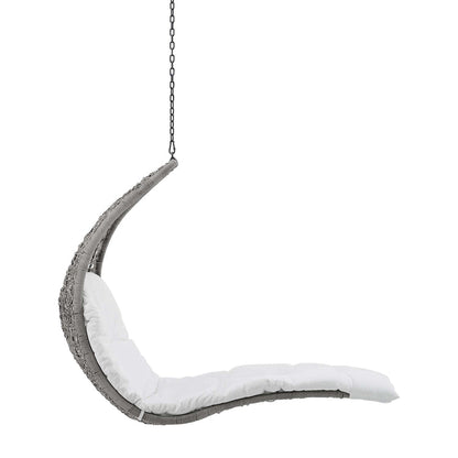 Landscape Hanging Chaise Lounge Outdoor Patio Swing Chair - Light Gray White