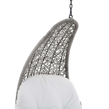 Landscape Hanging Chaise Lounge Outdoor Patio Swing Chair - Light Gray White