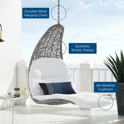 Landscape Hanging Chaise Lounge Outdoor Patio Swing Chair - Light Gray White