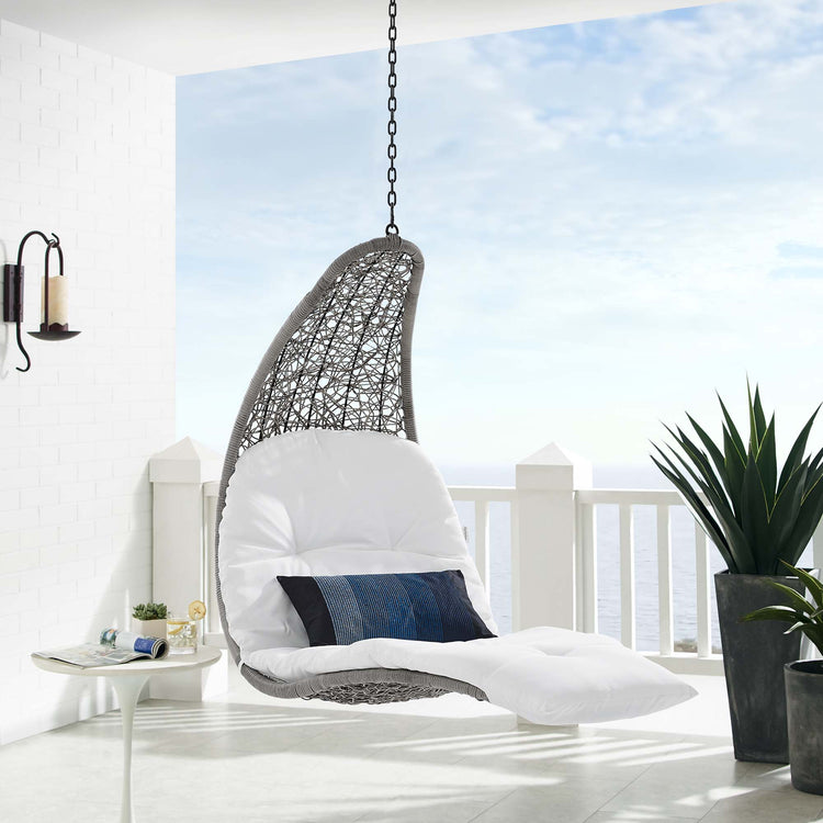 Landscape Hanging Chaise Lounge Outdoor Patio Swing Chair - Light Gray White