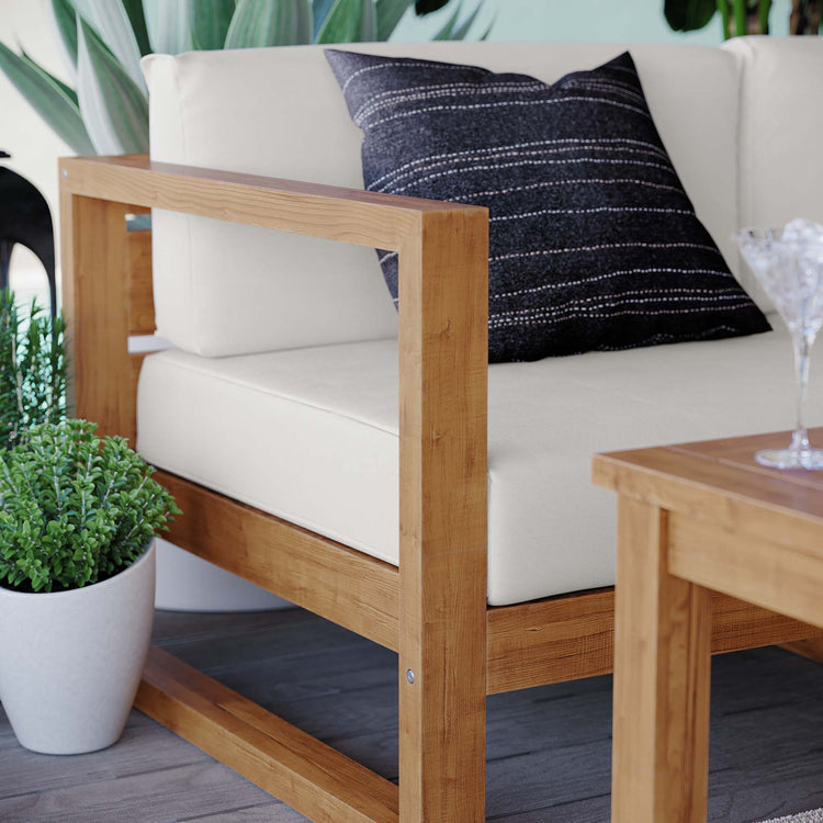 Upland 5-Piece Outdoor Patio Teak Wood Sectional Sofa Set - Default Title