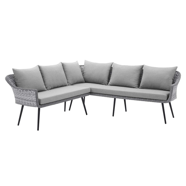 Endeavor Outdoor Patio Wicker Rattan Sectional Sofa - Gray Gray
