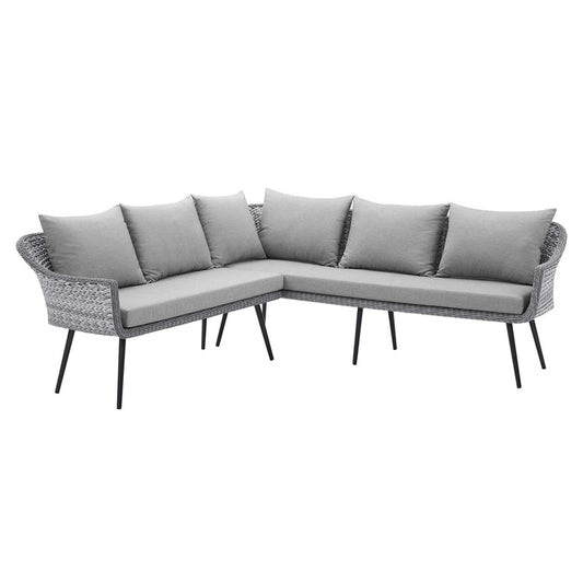 Endeavor Outdoor Patio Wicker Rattan Sectional Sofa - Gray Gray