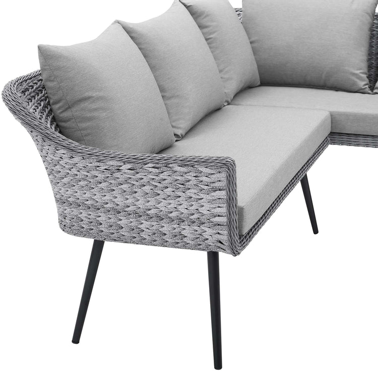Endeavor Outdoor Patio Wicker Rattan Sectional Sofa - Gray Gray