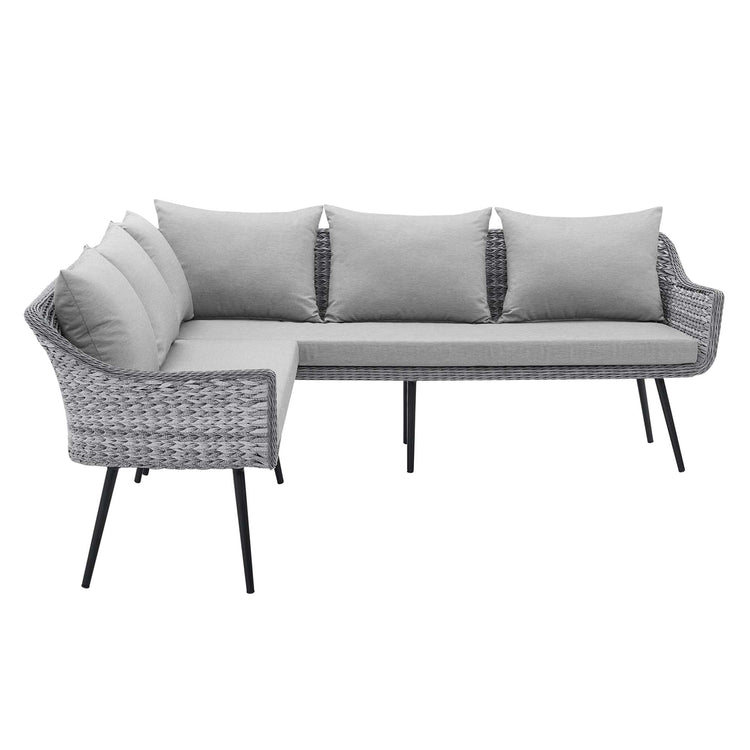 Endeavor Outdoor Patio Wicker Rattan Sectional Sofa - Gray Gray