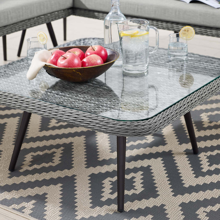 Endeavor Outdoor Patio Wicker Rattan Square Coffee Table - Default Title