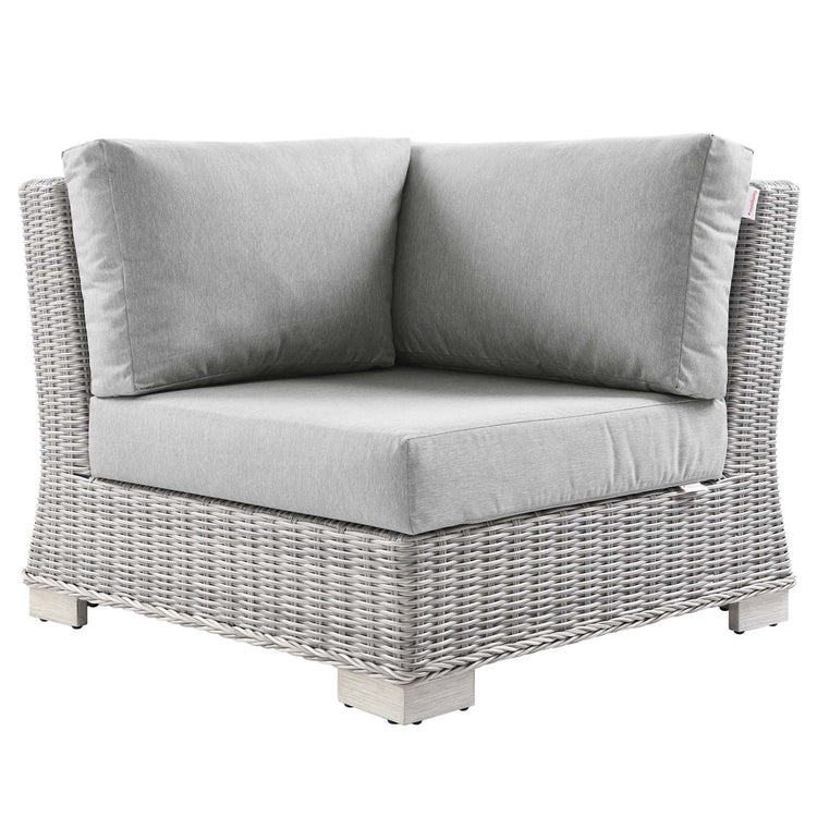 Conway Outdoor Patio Wicker Rattan Corner Chair - Light Gray Gray