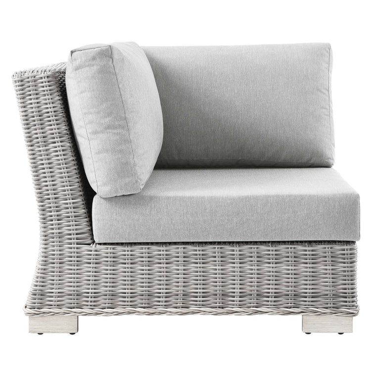 Conway Outdoor Patio Wicker Rattan Corner Chair - Light Gray Gray