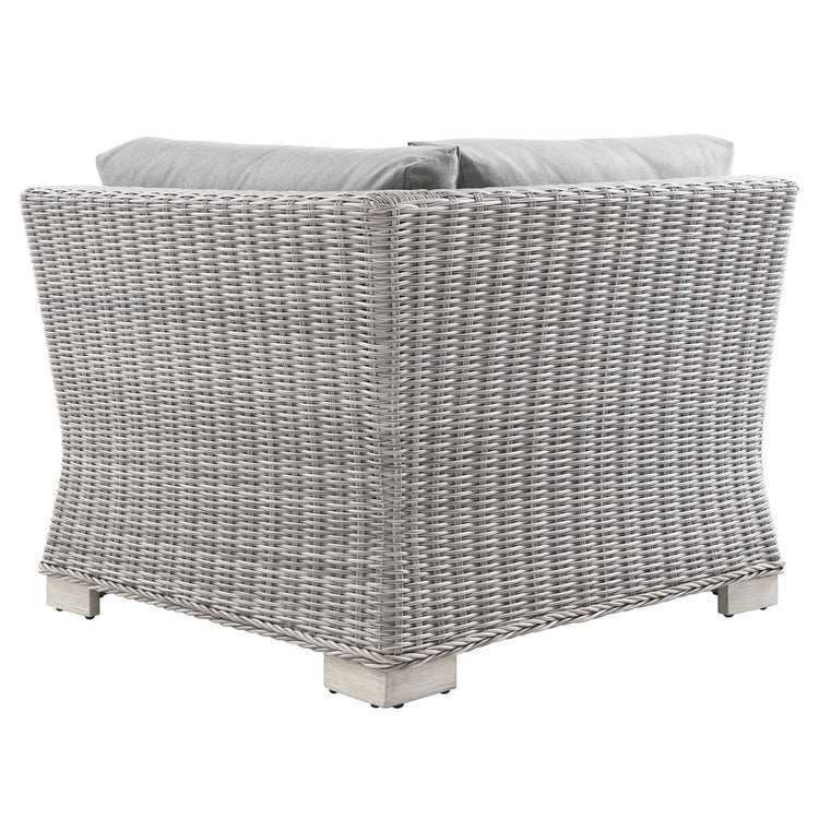 Conway Outdoor Patio Wicker Rattan Corner Chair - Light Gray Gray
