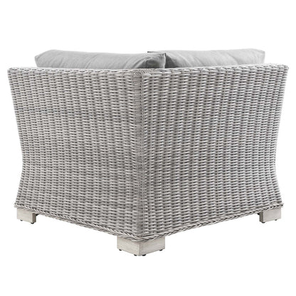 Conway Outdoor Patio Wicker Rattan Corner Chair - Light Gray Gray