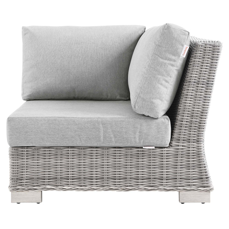 Conway Outdoor Patio Wicker Rattan Corner Chair - Light Gray Gray