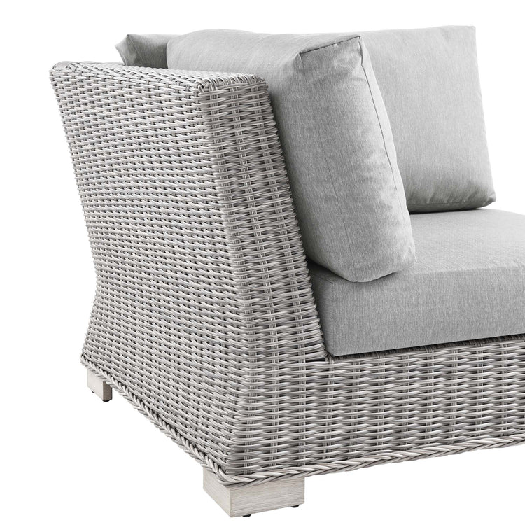 Conway Outdoor Patio Wicker Rattan Corner Chair - Light Gray Gray