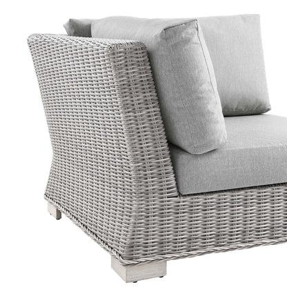 Conway Outdoor Patio Wicker Rattan Corner Chair - Light Gray Gray