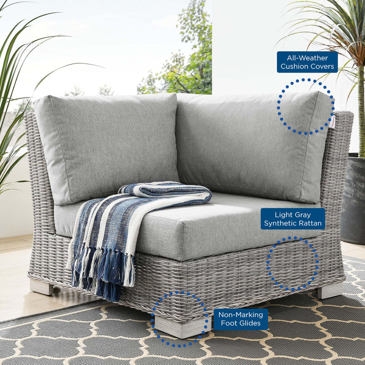 Conway Outdoor Patio Wicker Rattan Corner Chair - Light Gray Gray