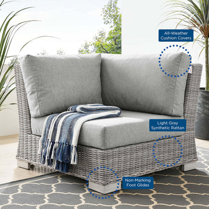 Conway Outdoor Patio Wicker Rattan Corner Chair - Light Gray Gray