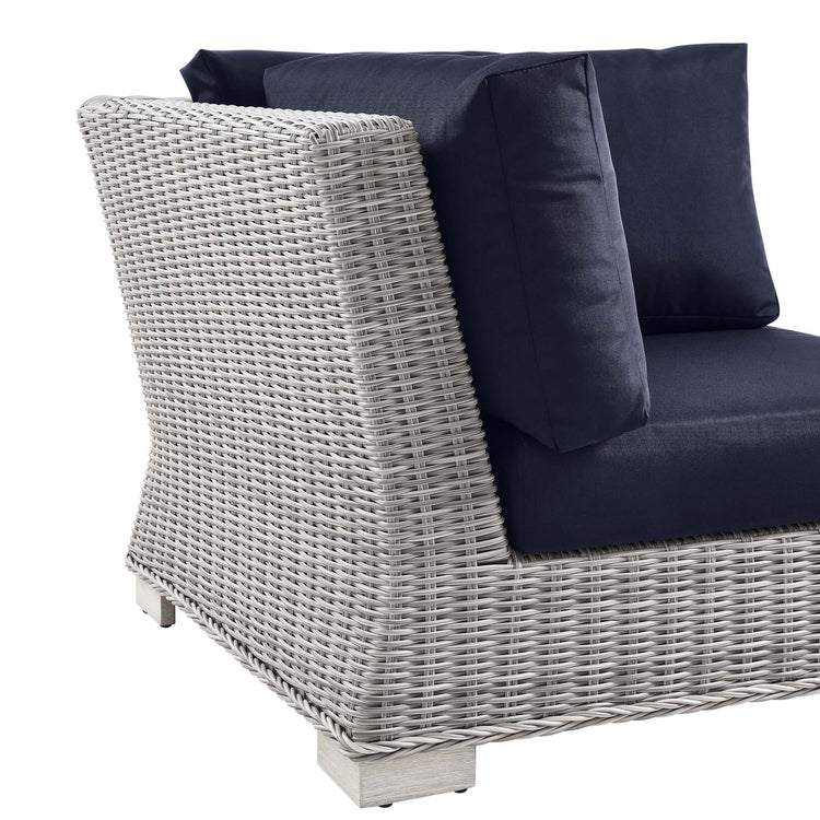 Conway Outdoor Patio Wicker Rattan Corner Chair - Light Gray Navy