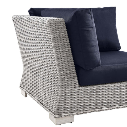 Conway Outdoor Patio Wicker Rattan Corner Chair - Light Gray Navy
