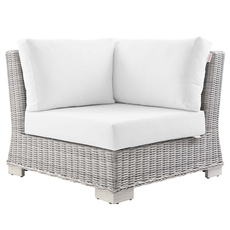 Conway Outdoor Patio Wicker Rattan Corner Chair - Light Gray White