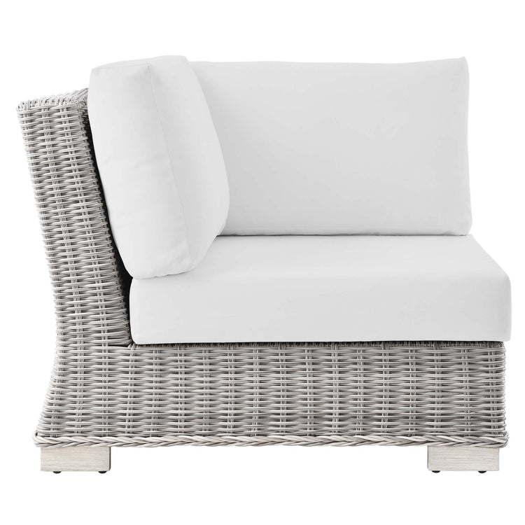 Conway Outdoor Patio Wicker Rattan Corner Chair - Light Gray White