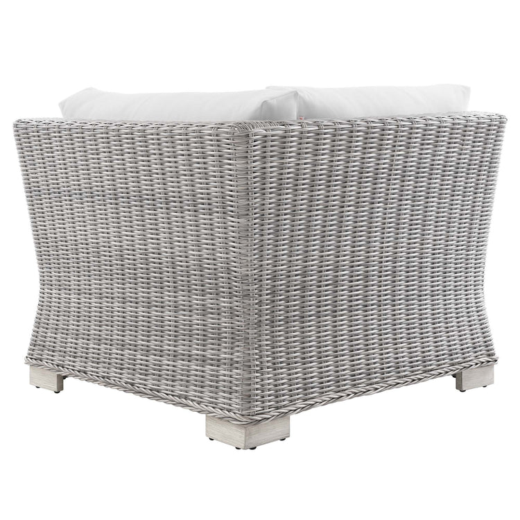 Conway Outdoor Patio Wicker Rattan Corner Chair - Light Gray White
